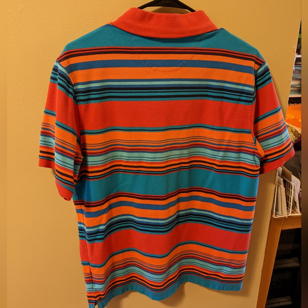 colorful striped polo